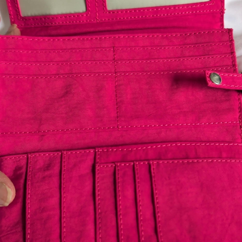 Kipling Hot Pink Continental Wallet with Pom Pom Charm - Picture 3 of 5